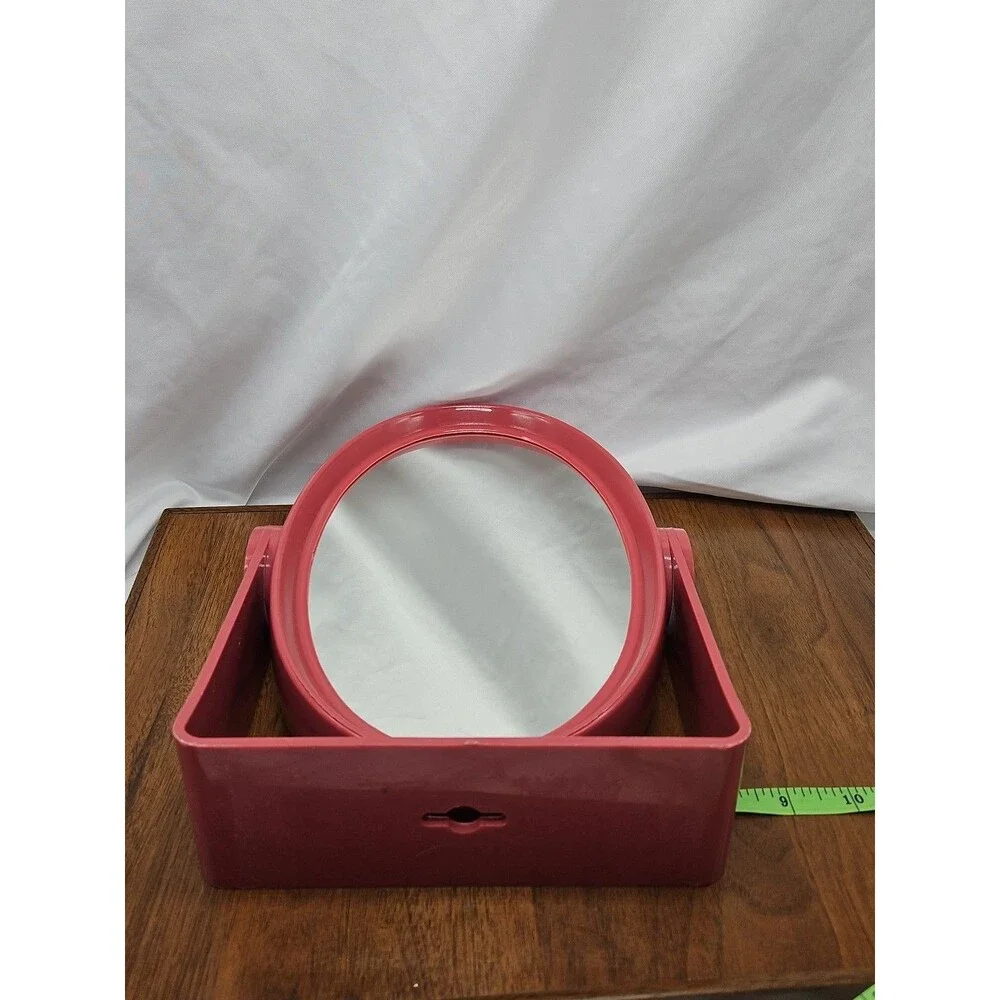 Vintage Mauve Pink Makeup Vanity Mirror Swivel Stand OR Wall Mount w 3 Mirrors